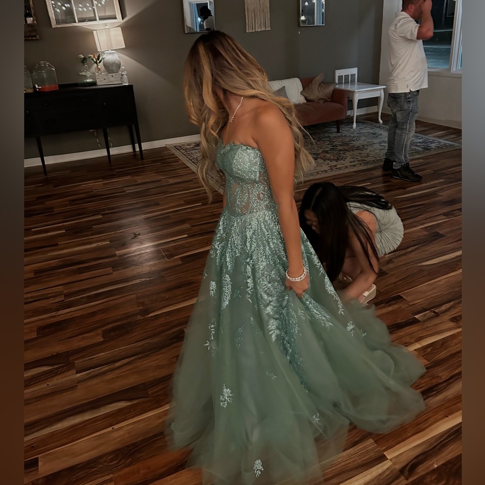 sage green prom dress